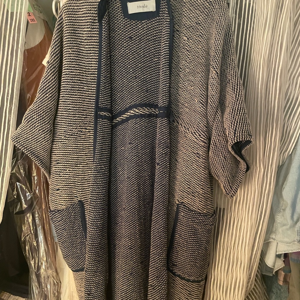 Tonle Tan and Blue Textured Blazer
